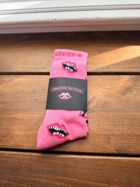Pink Lip Print Chomper Crew Socks
